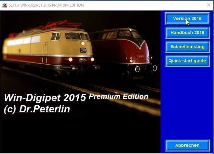 Startbildschiorm der 
          Installation von Win-Digipet 2015 PE